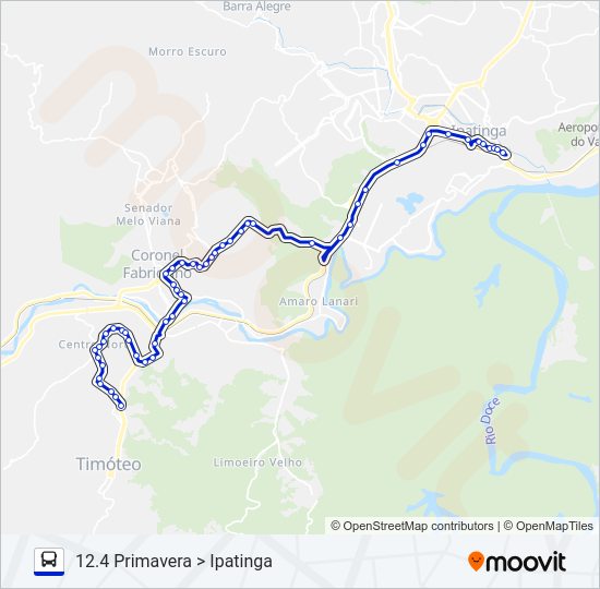 Mapa da linha UNIVALE 3182 de ônibus