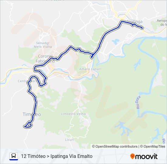 Mapa da linha UNIVALE 3182 de ônibus