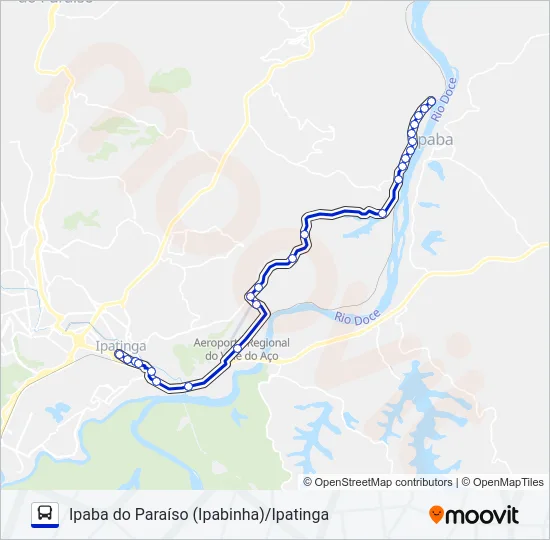 Mapa da linha UNIVALE 4664 de ônibus