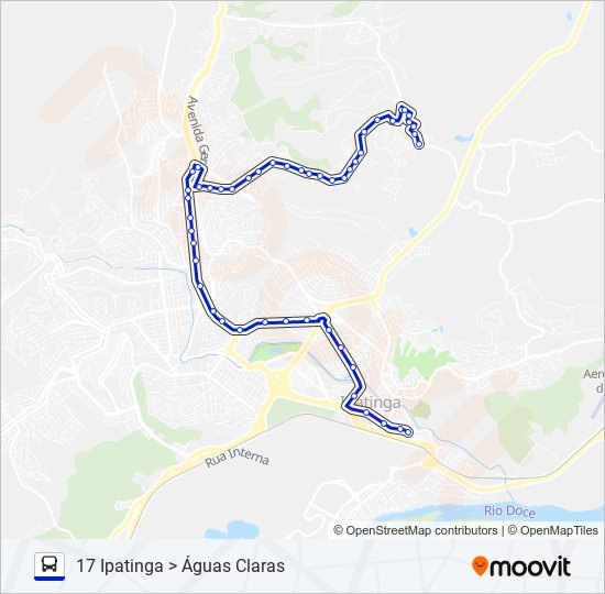 Mapa da linha UNIVALE 3021A de ônibus