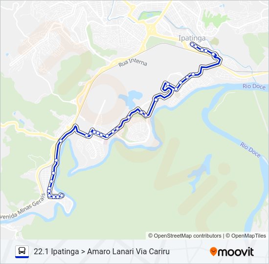 Mapa da linha UNIVALE 3179B de ônibus