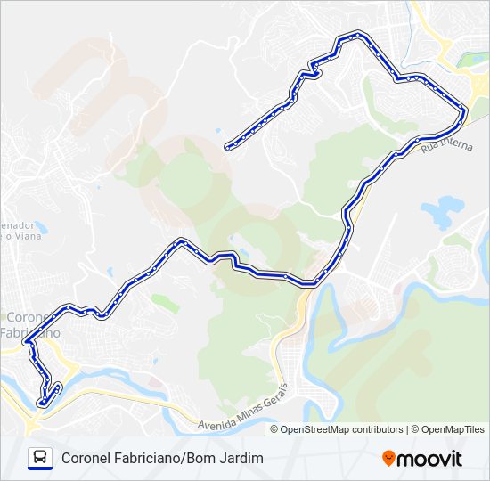 Mapa da linha UNIVALE 3182B de ônibus