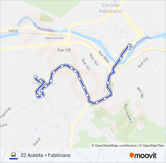 Mapa da linha UNIVALE 3182C de ônibus