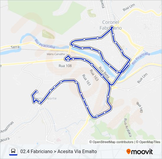Mapa da linha UNIVALE 3182C de ônibus