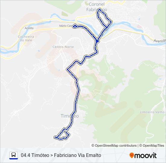 Mapa da linha UNIVALE 3182D de ônibus