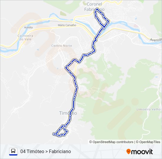 Mapa da linha UNIVALE 3182D de ônibus