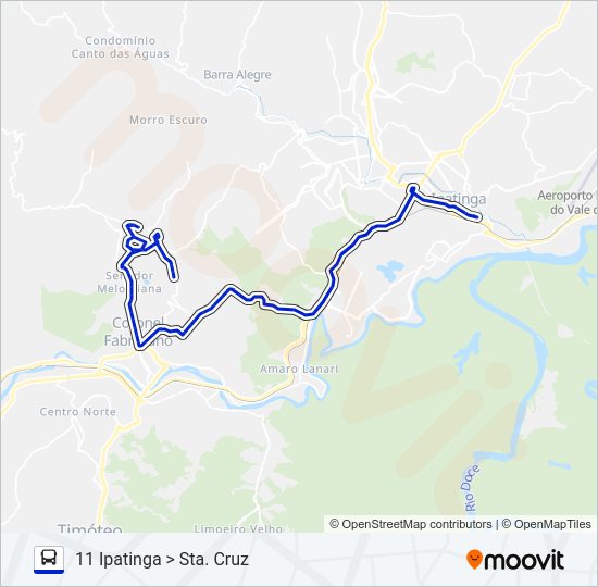 Mapa da linha UNIVALE 3182F de ônibus