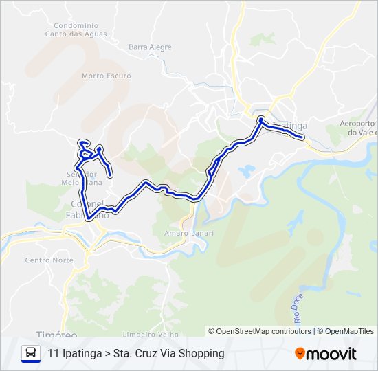 Mapa da linha UNIVALE 3182F de ônibus