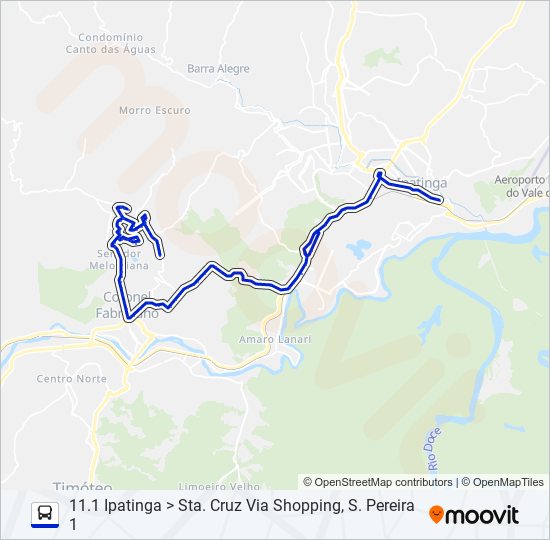 Mapa da linha UNIVALE 3182F de ônibus