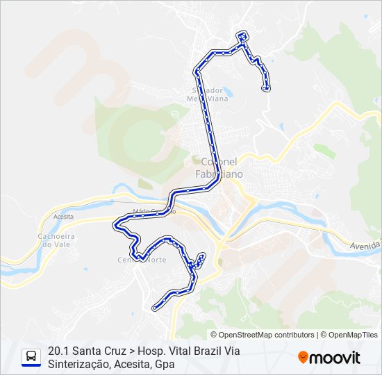 Mapa da linha UNIVALE 3182G de ônibus