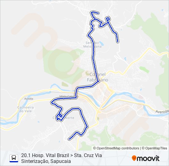 Mapa da linha UNIVALE 3182G de ônibus