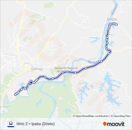 Mapa da linha UNIVALE 3183A de ônibus