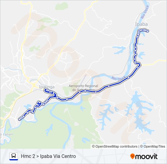 Mapa da linha UNIVALE 3183A de ônibus