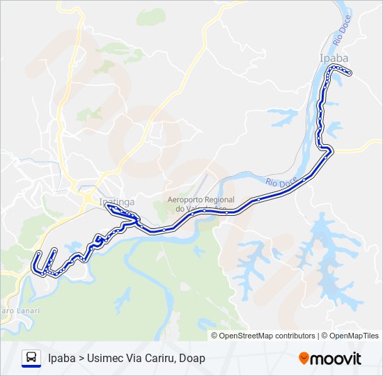 Mapa da linha UNIVALE 3183A de ônibus