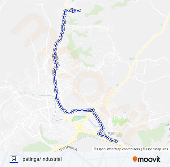 Mapa da linha UNIVALE 3021-2 de ônibus