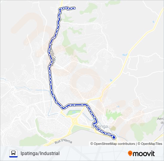 Mapa da linha UNIVALE 3021-2 de ônibus