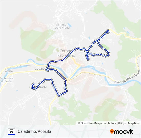 Mapa da linha UNIVALE 3182-2 de ônibus