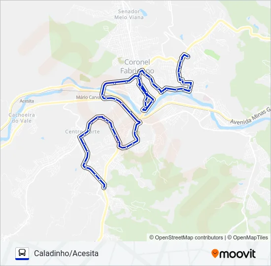 Mapa da linha UNIVALE 3182-2 de ônibus
