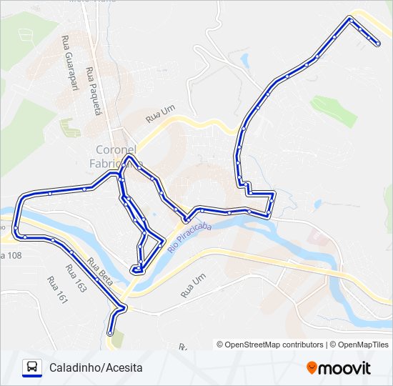 Mapa da linha UNIVALE 3182-2 de ônibus