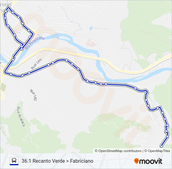 Mapa da linha UNIVALE 3182-4 de ônibus
