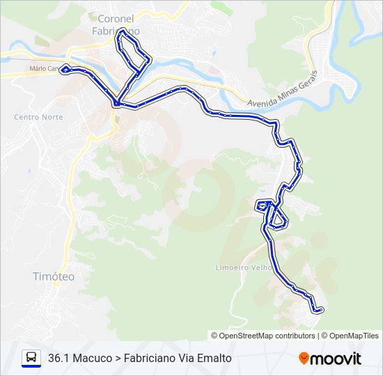 Mapa da linha UNIVALE 3182-4 de ônibus