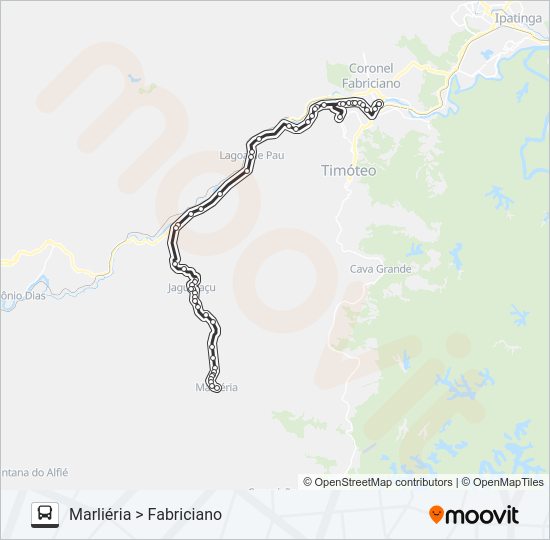 Mapa da linha MARLI 3101 de ônibus