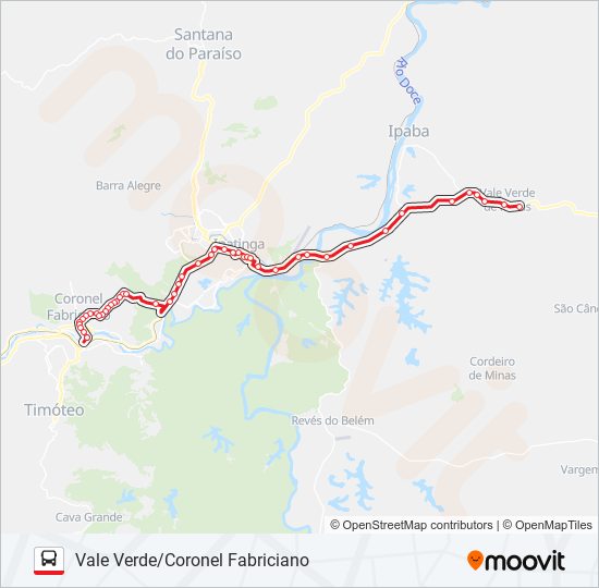 Mapa da linha RIODOCE 3610-4 de ônibus