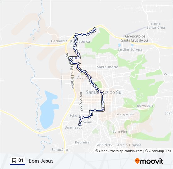 Mapa da linha 01 de ônibus