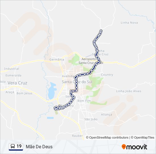 Mapa da linha 19 de ônibus