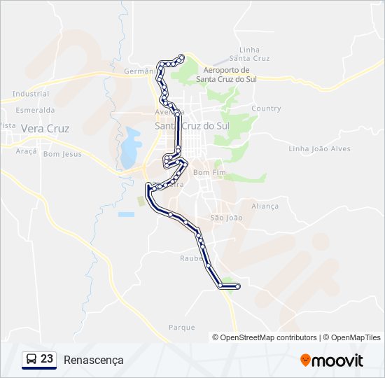 Mapa da linha 23 de ônibus