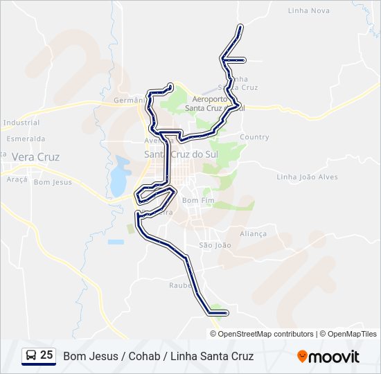 25 bus Line Map