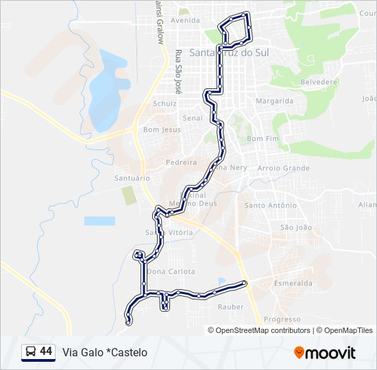 Mapa da linha 44 de ônibus