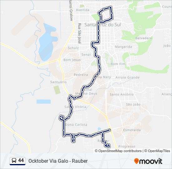 Mapa da linha 44 de ônibus