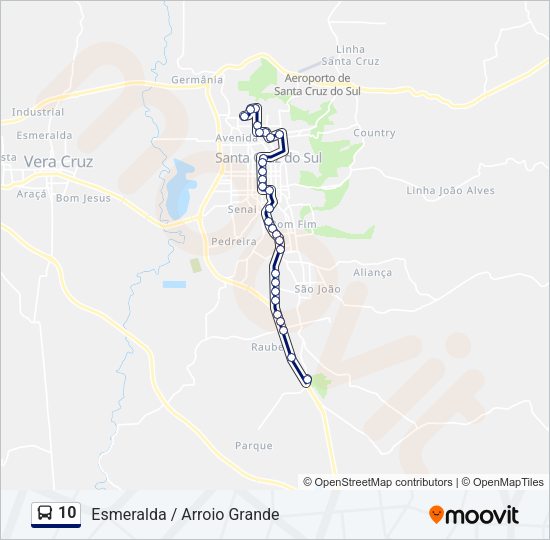Mapa da linha 10 de ônibus