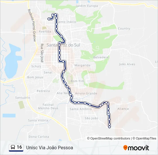 16 Bus Line Map
