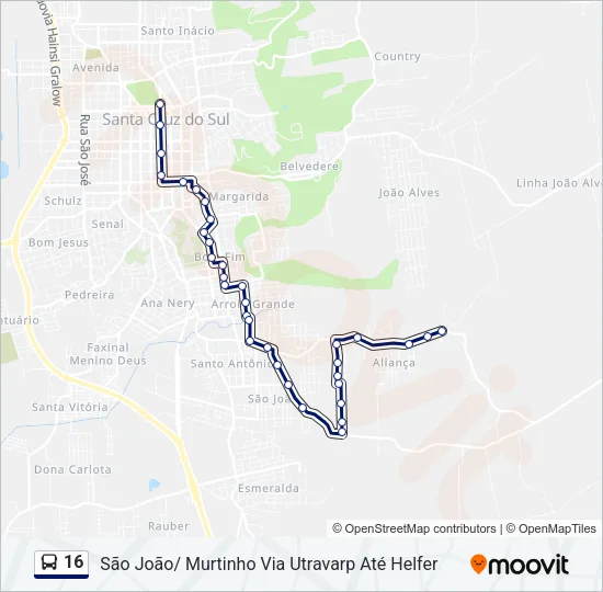 16 Bus Line Map