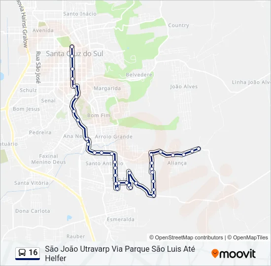 16 Bus Line Map