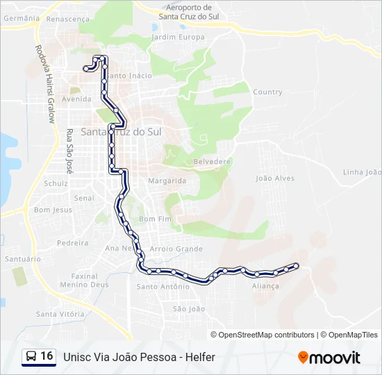 16 Bus Line Map