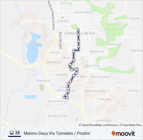 Mapa da linha 28 de ônibus