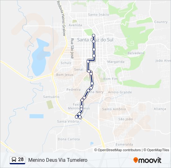 Mapa da linha 28 de ônibus