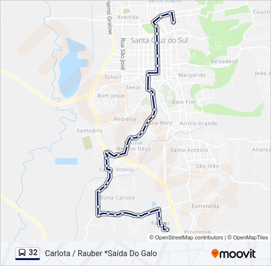 Mapa da linha 32 de ônibus