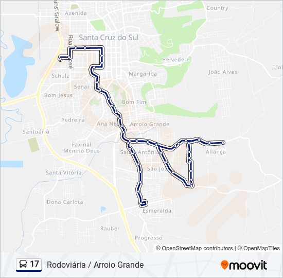 Mapa da linha 17 de ônibus