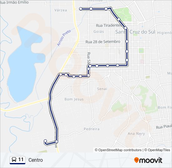 Mapa da linha 11 de ônibus