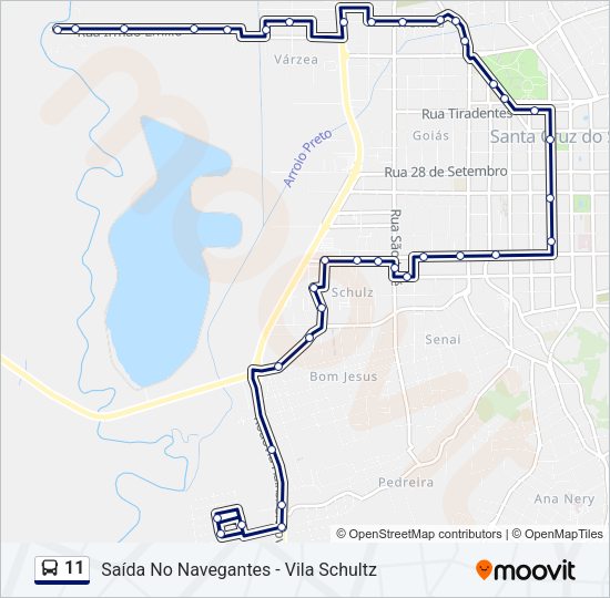 Mapa da linha 11 de ônibus