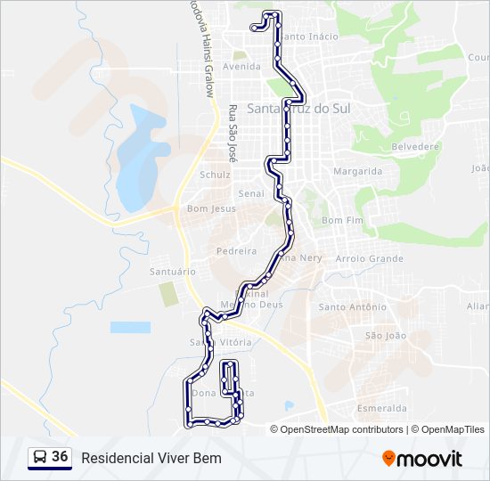 Mapa da linha 36 de ônibus