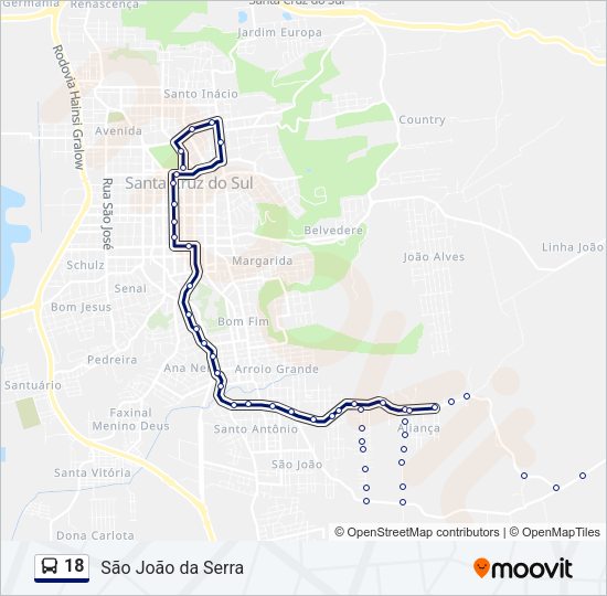 18 Bus Line Map