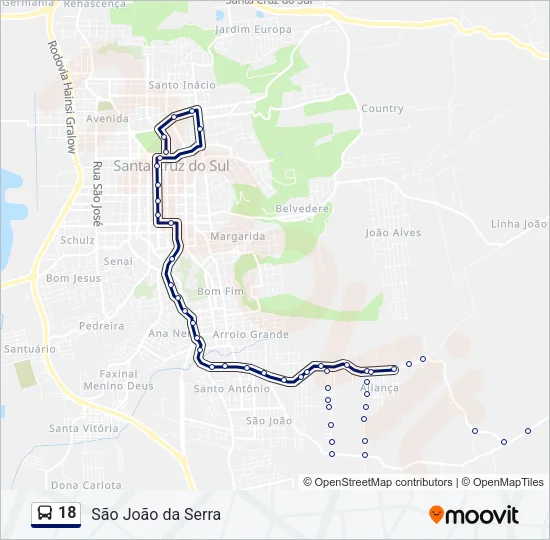 18 Bus Line Map
