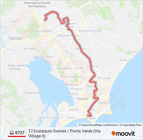 Mapa da linha 0727 de ônibus