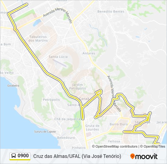 Mapa da linha 0900 de ônibus