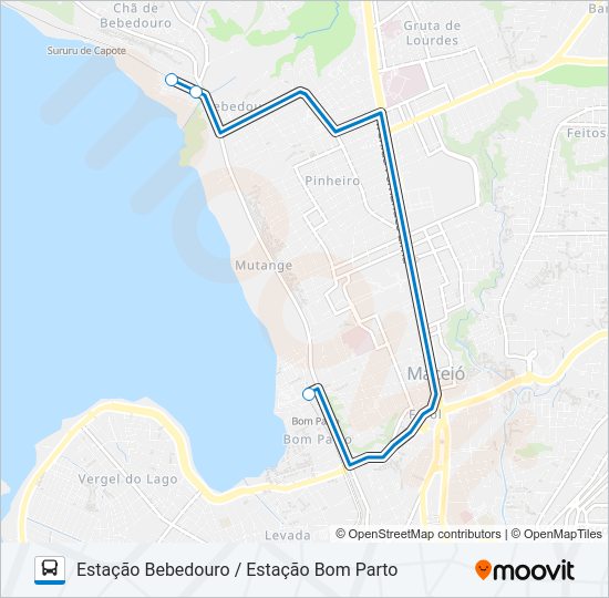 Mapa da linha TRANSBORDO VLT de 